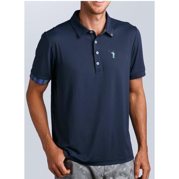 William Murray Golf Other - William Murray Golf Polo Shirt Men’s L Blue Tartan Collar Trim Performance EUC